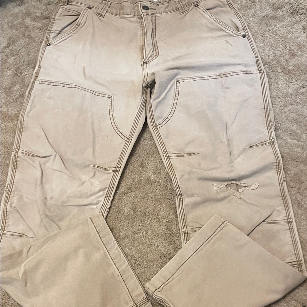 Men's Carhartt Tan Pants 34x32 Relaxed Double knees